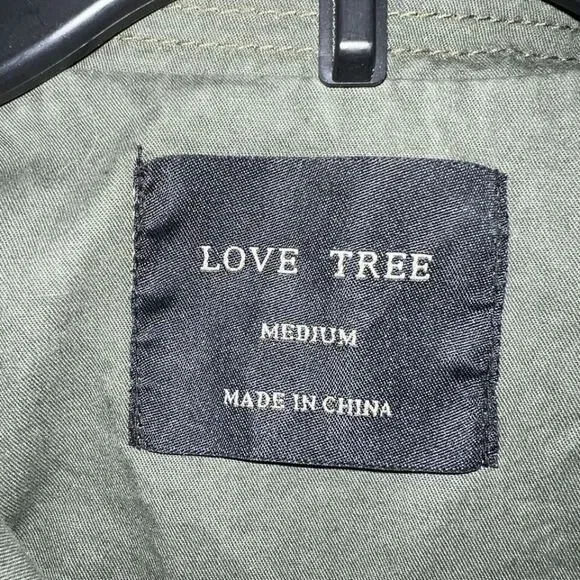 Love Tree Full Zip Army Denim Jacket Green Size Medium - Picture 3 of 4